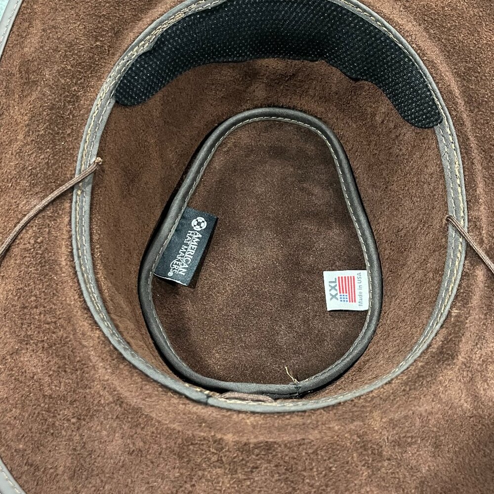 Outback Hat Cowhide‎ Leather Men XXL Midnight Rider Brown American Hat Makers - Picture 4 of 6
